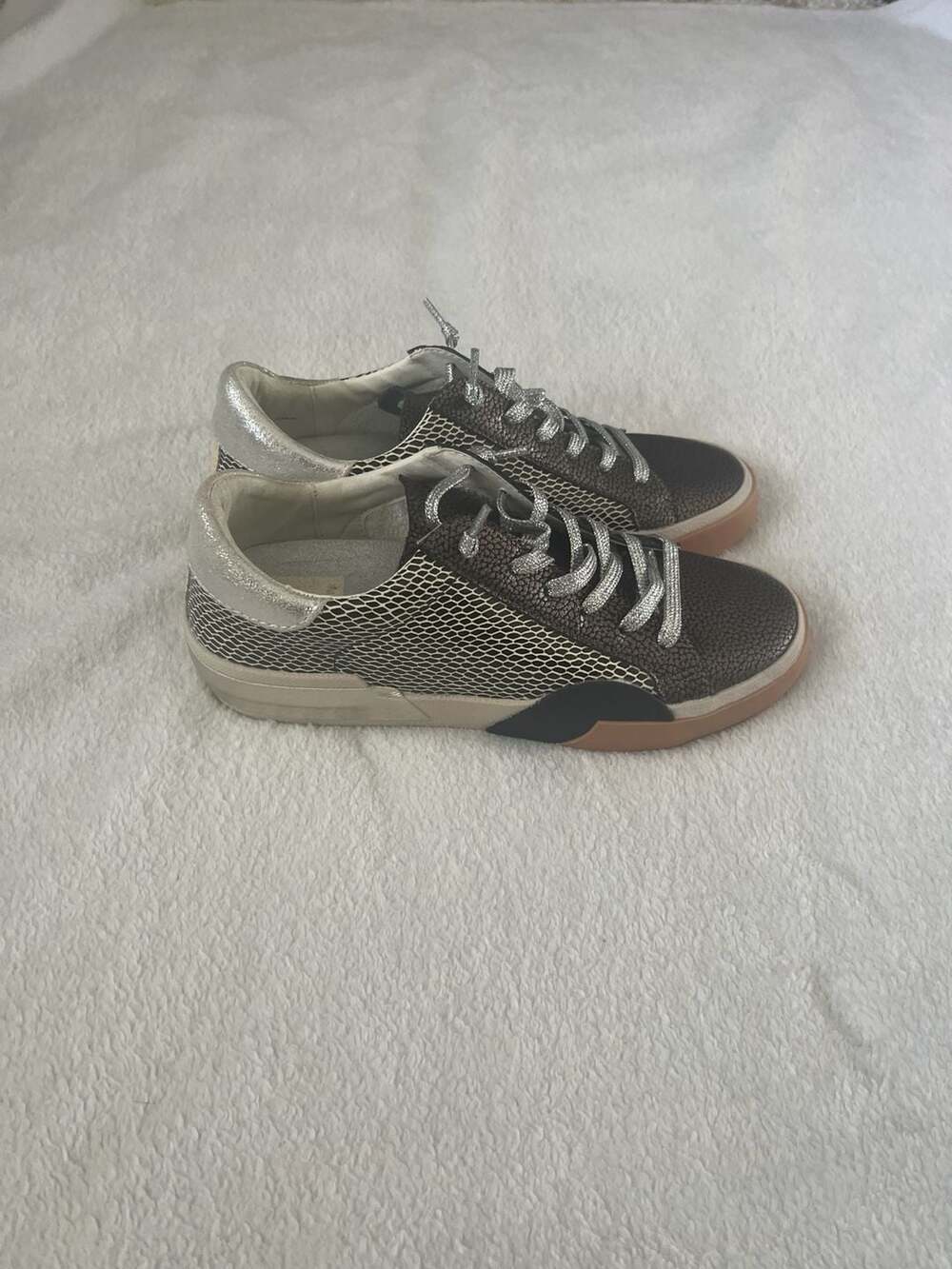 Dolce Vita Zina Mercury Leather Snake Print Fashion Sneakers